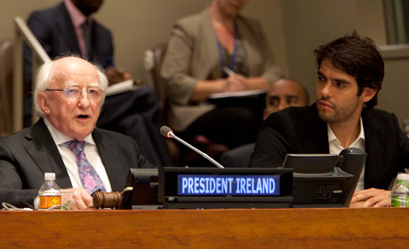President Higgins speaking at the Global Goals Summit New York