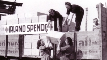 Women offload aid which has been donated from Ireland, in Germany, 1947. Source: National Archives. 