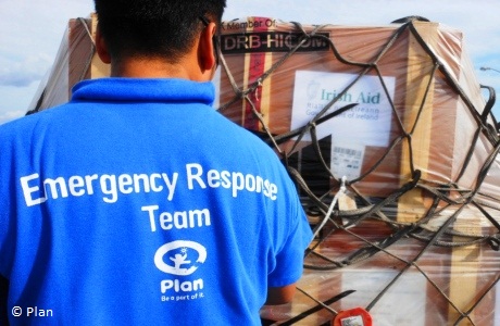 NGO partners Plan deliver Irish Aid emergency stock which arrived to Davao Airport, Mindanao after Typhoon Bhopa, December 2012. Photo: Plan Ireland