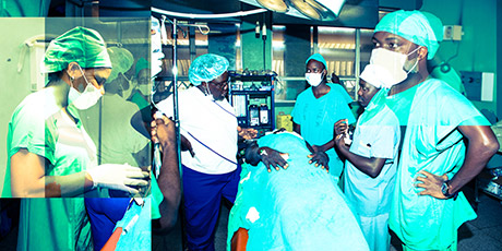 Dr Jane Fualal (centre) carries out surgery with her interns at Mulago Hospital, Kampala. She is the Uganda National Representative for the College of Surgeons in East, Central and Southern Africa. Photographer: Daudi Ssebaggala SDS Productions