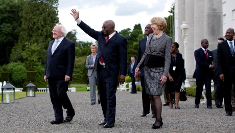 President Guebuza of Mozambique with President and Mrs. Higgins at Aras an Uachtarain. Photo DFAT