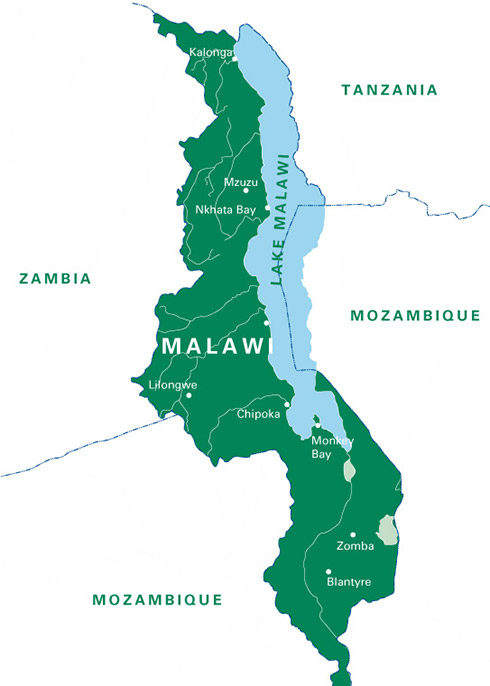 A large map of Malawi