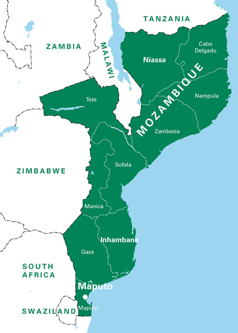 A large map of Mozambique